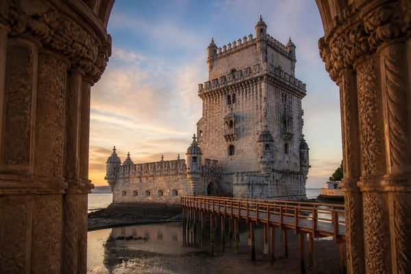 Belém Tower on the Tagus river in Lisbon at golden hour, a landmark of Portugal for travellers using an eSIM